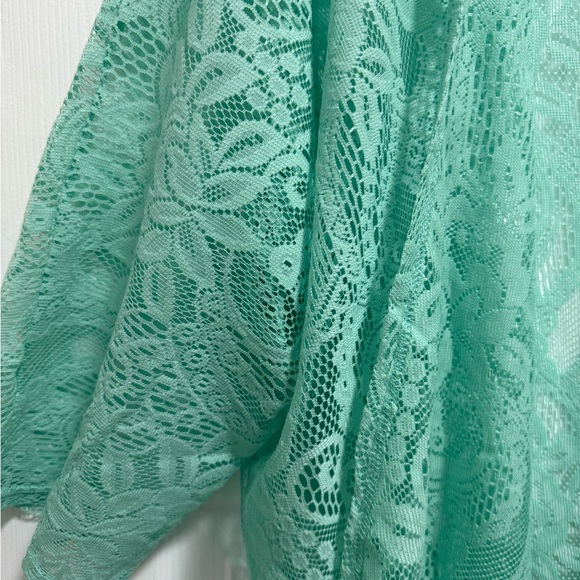 LuLaRoe Mint Green Lace Kimono - Picture 3 of 4